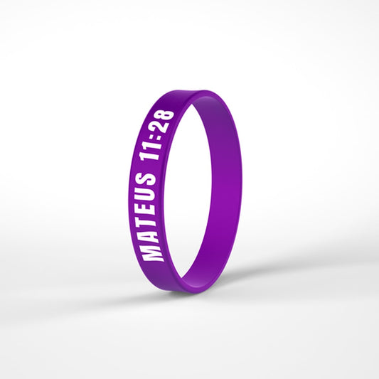 Pulseira de Silicone Roxa | Mateus 11:28