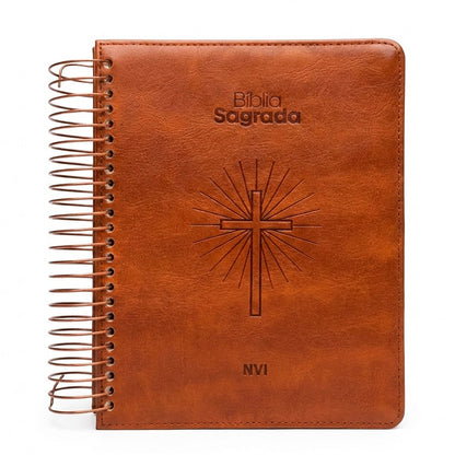 Bíblia Sagrada Espiral | NVI | Espaço Para Anotações | Bible Journaling | Couro Soft