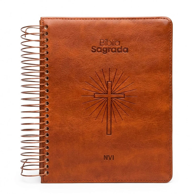 Bíblia Sagrada Espiral | NVI | Espaço Para Anotações | Bible Journaling | Couro Soft
