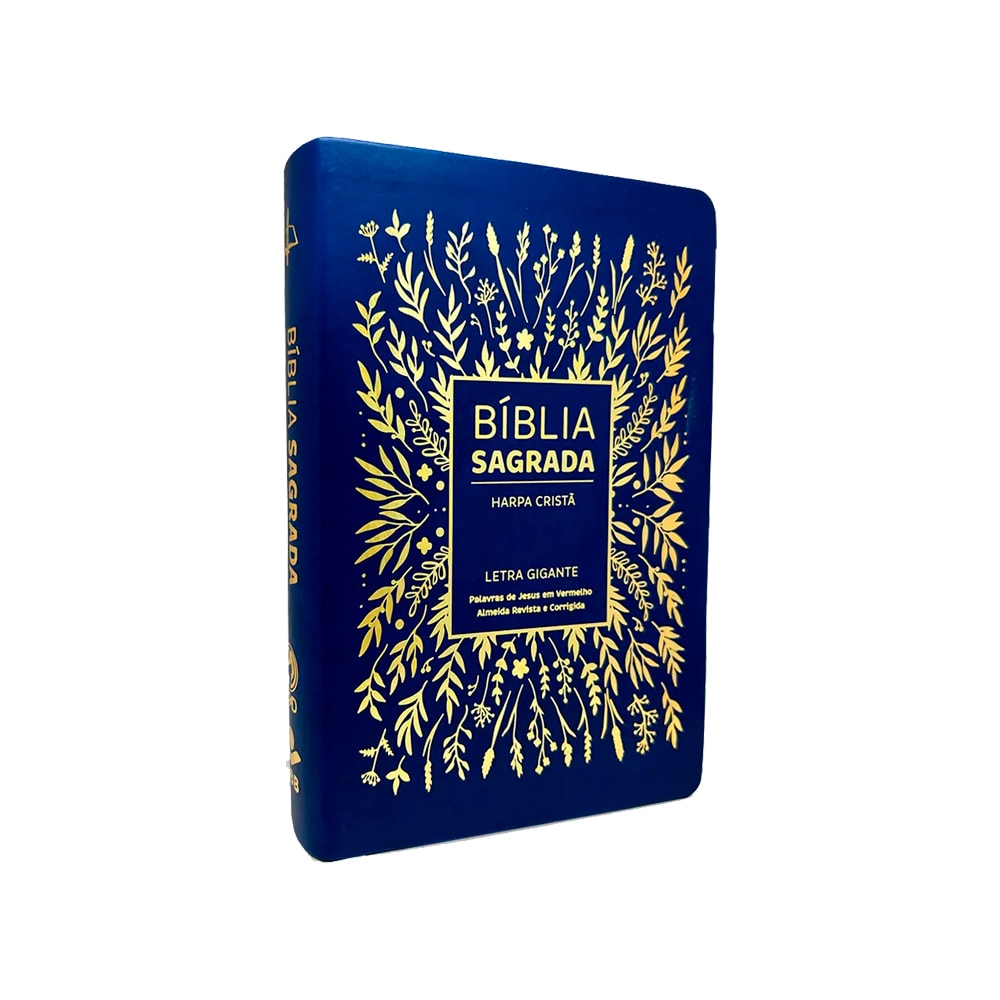 Bíblia Sagrada | ARC | Letra Gigante com Harpa Cristã | Floral Azul