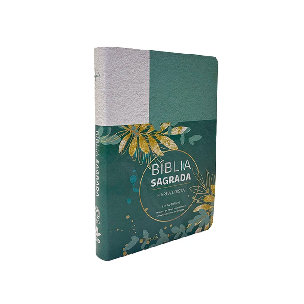 Bíblia Sagrada | ARC | Letra Grande | Harpa Cristã | Capa Semiflexível Floral Verde e Branco