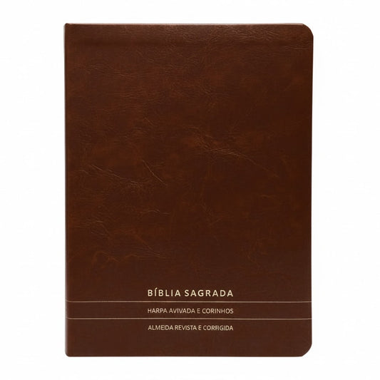 Bíblia Slim | Letra Normal | ARC | C/ Harpa e Corinhos | Capa Premium Luxo Minimalista Marrom