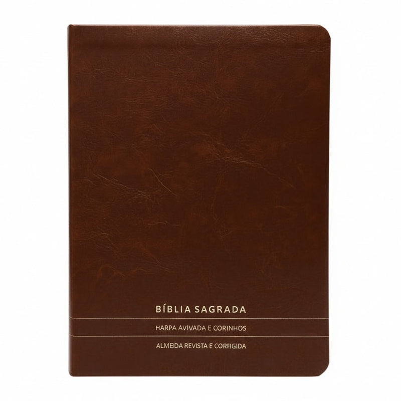 Bíblia Slim | Letra Normal | ARC | C/ Harpa e Corinhos | Capa Premium Luxo Minimalista Marrom