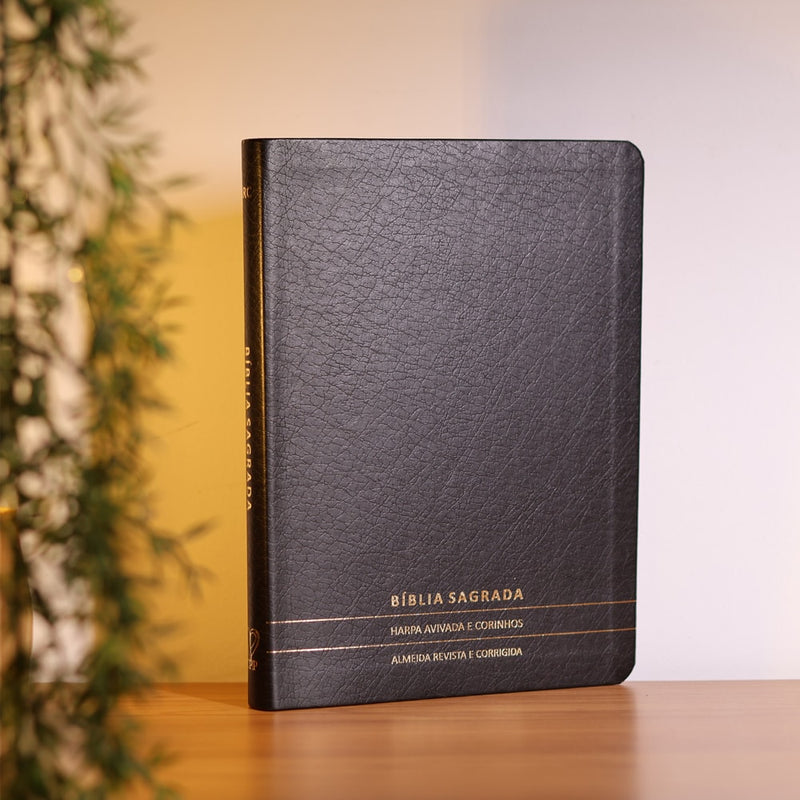 Bíblia Slim | Letra Normal | ARC | C/ Harpa e Corinhos | Capa Premium Luxo Minimalista Preta