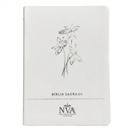 Bíblia Slim | Letra Normal | NVA | Capa Premium Ramo de Flores Branco