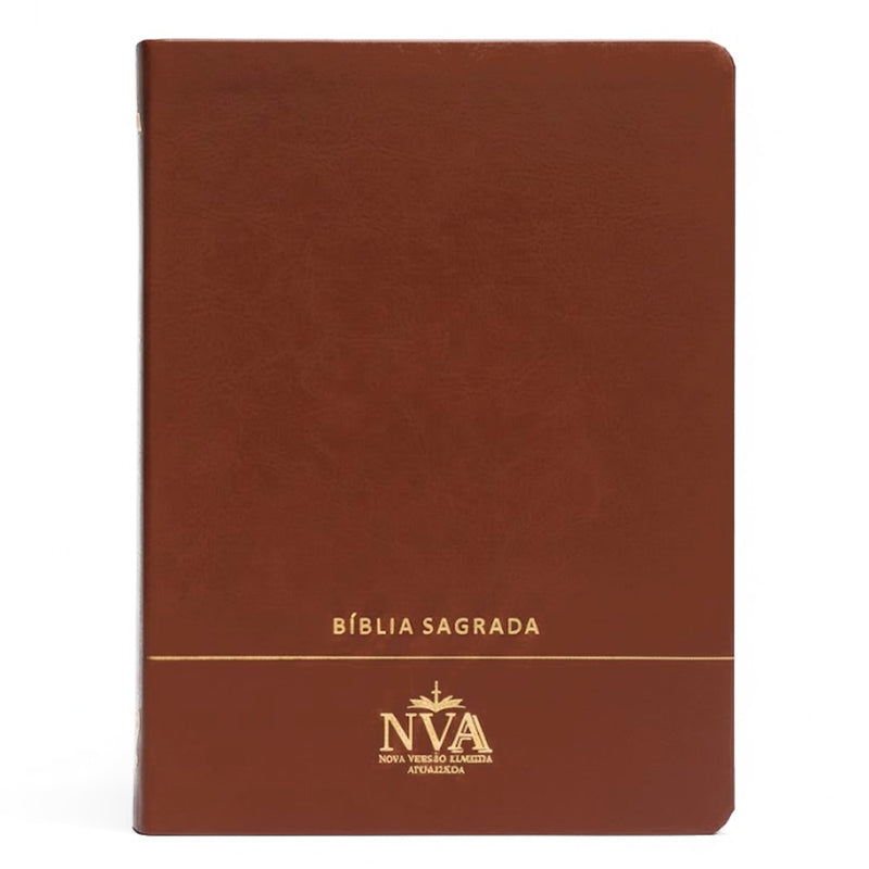 Bíblia Slim | Letra Normal | NVA | Capa Premium Luxo Minimalista Marrom