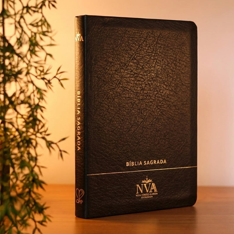 Bíblia Slim | Letra Normal | NVA | Capa Premium Luxo Minimalista Preta