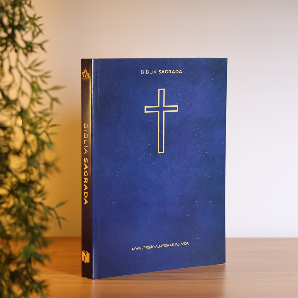 Bíblia Sagrada Salvos Pela Graça | NVA | Capa Brochura Azul