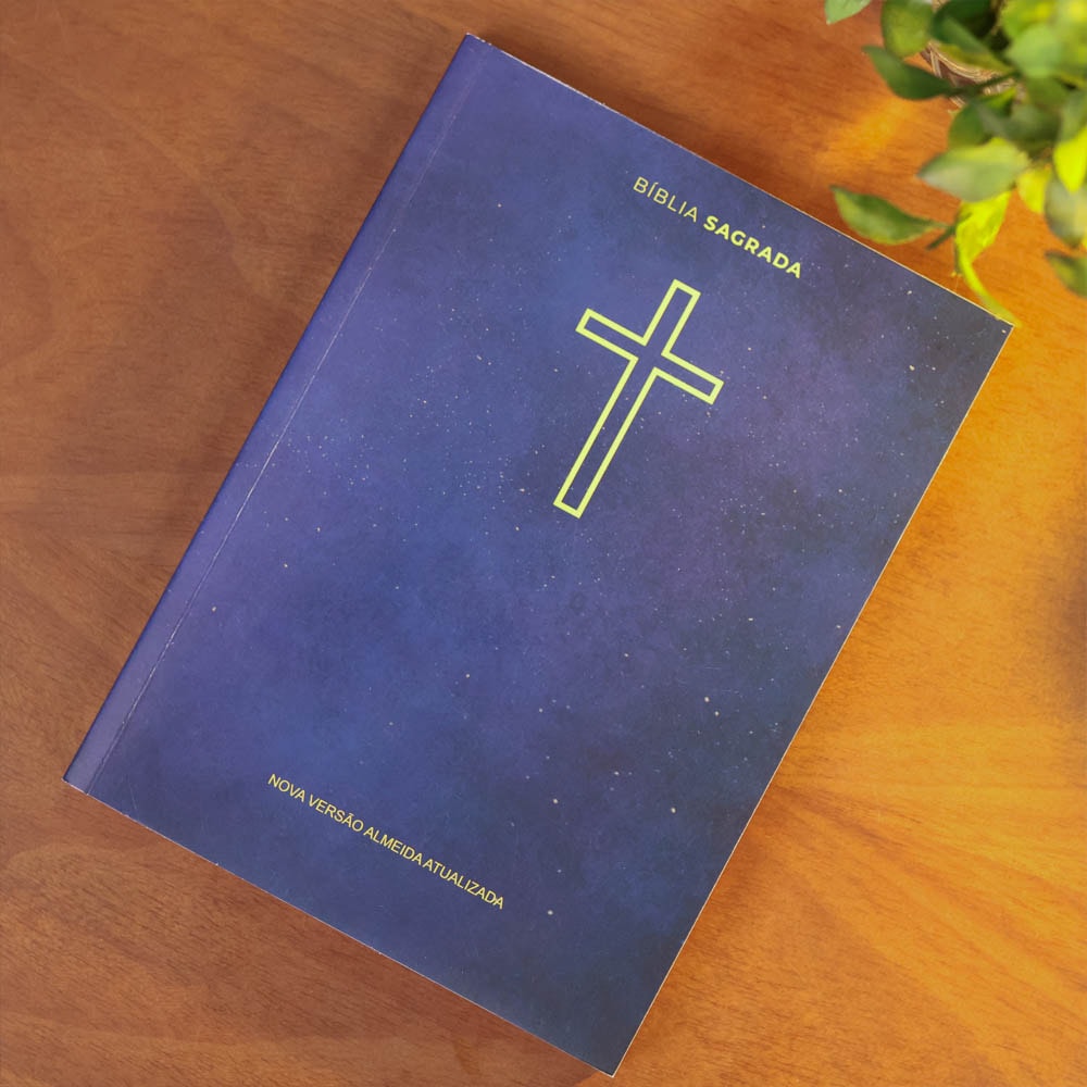 Bíblia Sagrada Salvos Pela Graça | NVA | Capa Brochura Azul