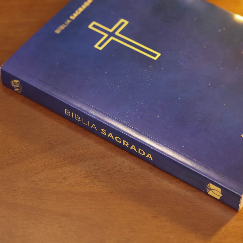 Bíblia Sagrada Salvos Pela Graça | NVA | Capa Brochura Azul