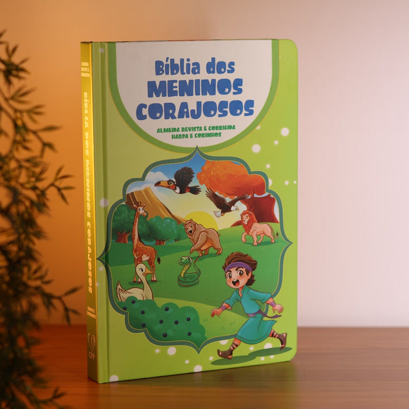 Bíblia dos Meninos Corajosos | ARC | Harpa Avivada e Corinhos | Capa Dura Verde