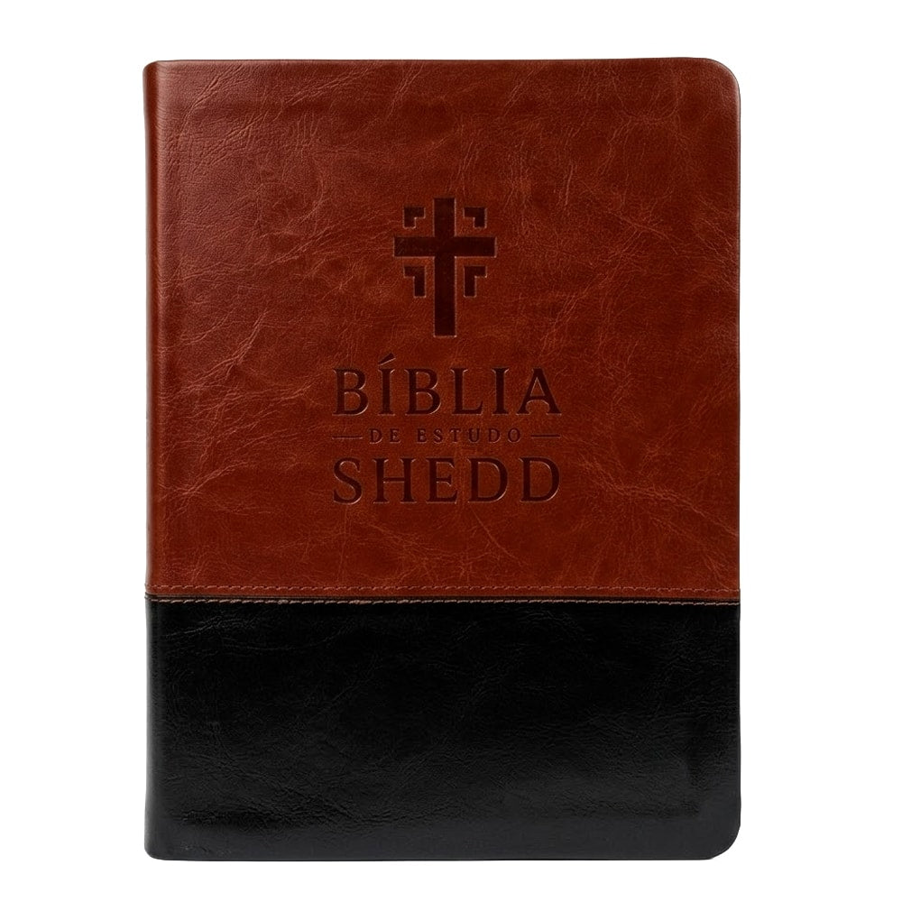 Bíblia de Estudo Shedd | A21 | Couro Sintético Marrom e Preto