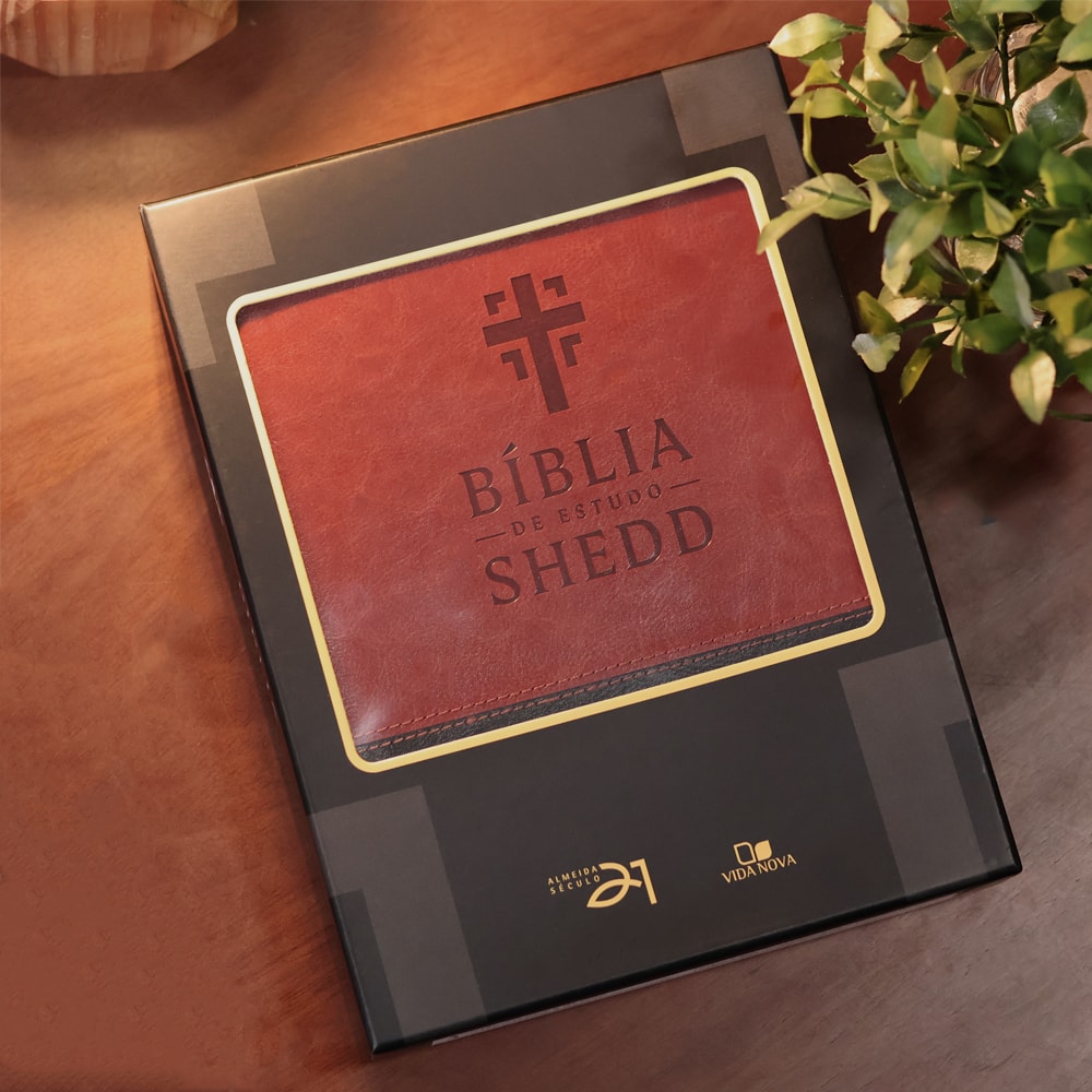 Bíblia de Estudo Shedd | A21 | Couro Sintético Marrom e Preto