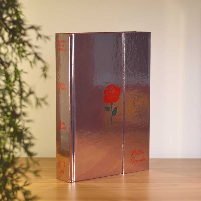 Bíblia Sagrada Minimalista Rosa | ARC | Letra Gigante | Harpa e Corinhos | Capa Dura Carteira