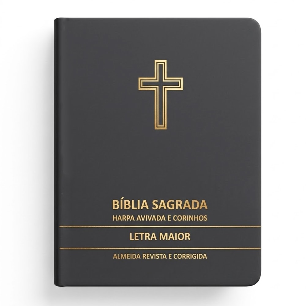 Bíblia Sagrada Cruz Cinza Média | ARC | Letra Maior | Harpa Avivada e Corinhos | Capa Premium Luxo