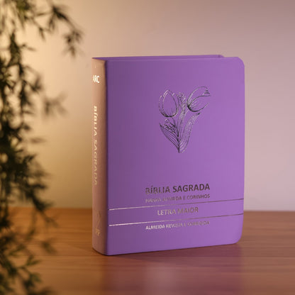 Bíblia Sagrada Tulipa Lilás Média | ARC | Letra Maior | Harpa Avivada e Corinhos | Capa Premium Luxo