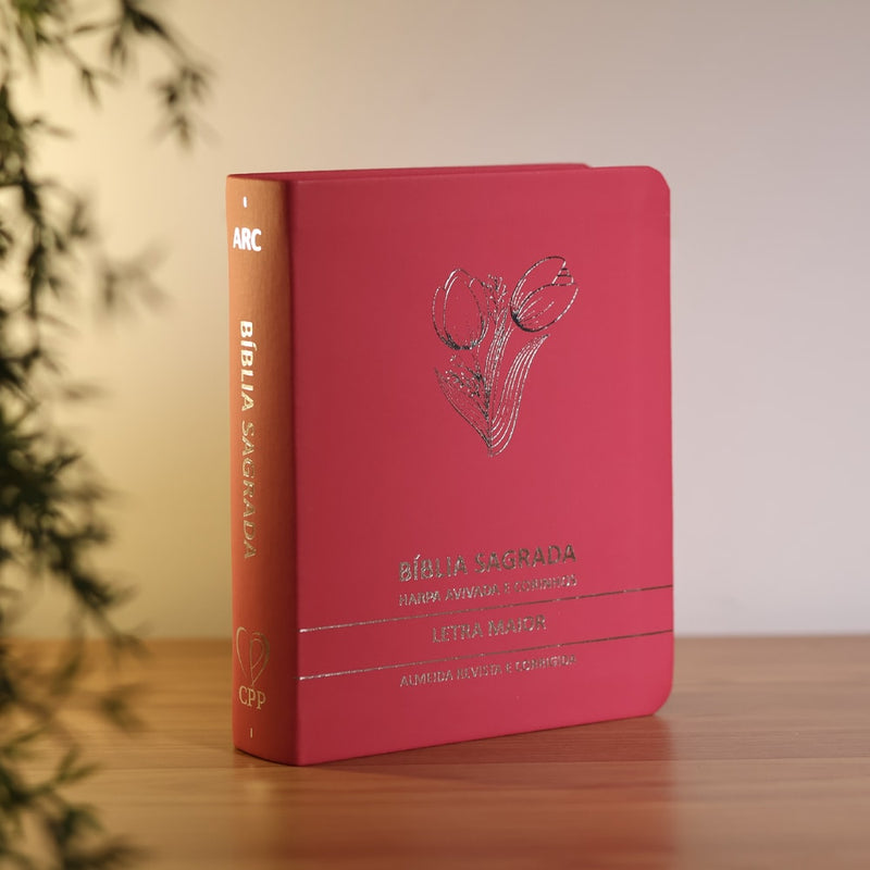 Bíblia Sagrada Tulipa Pink Média | ARC | Letra Maior | Harpa Avivada e Corinhos | Capa Premium Luxo