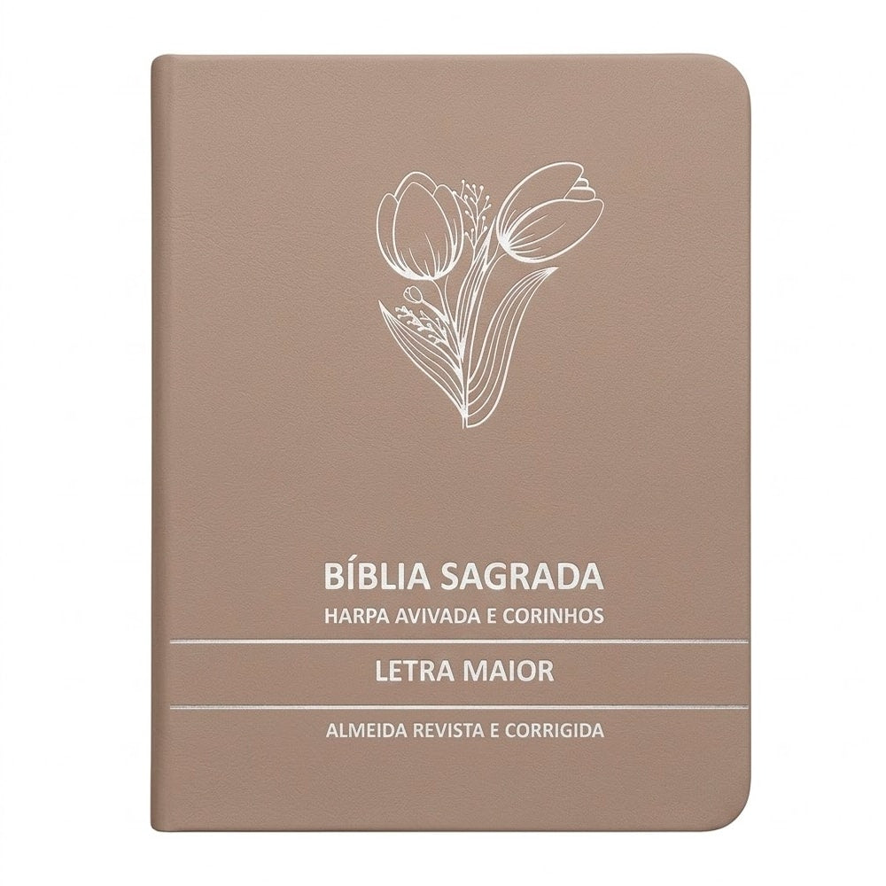 Bíblia Sagrada Tulipa Rosê Média | ARC | Letra Maior | Harpa Avivada e Corinhos | Capa Premium Luxo