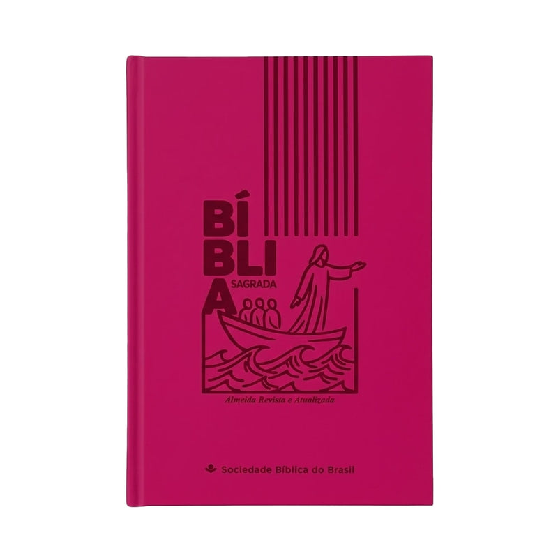 Bíblia Sagrada Jesus no Barco | ARA | Capa Dura Pink