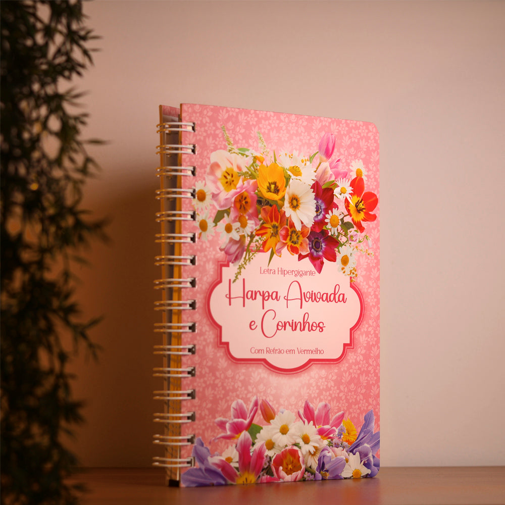 Harpa Avivada e Corinhos Flores Rosa | Letra Hipergigante | Capa Dura