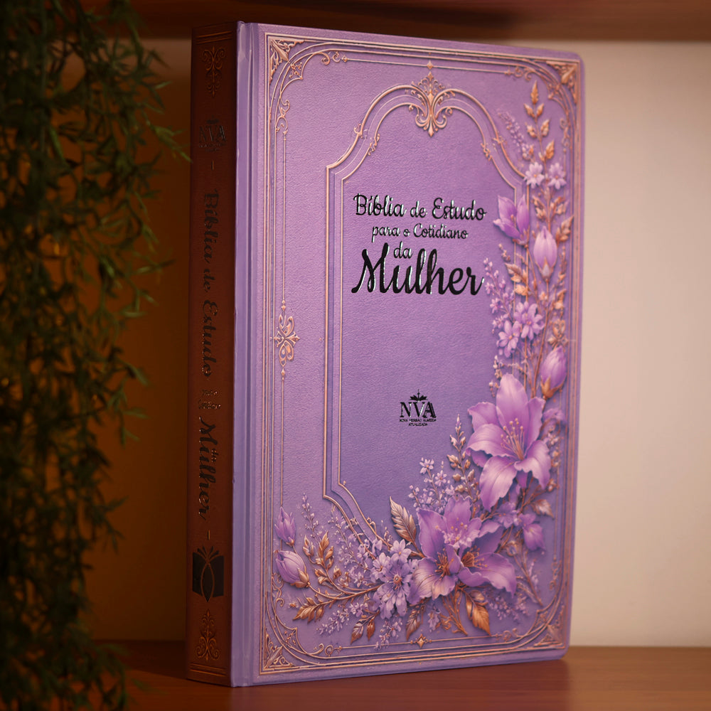 Bíblia de Estudo Para o Cotidiano da Mulher | NVA | Full Collor | Capa Dura Lilás Floral
