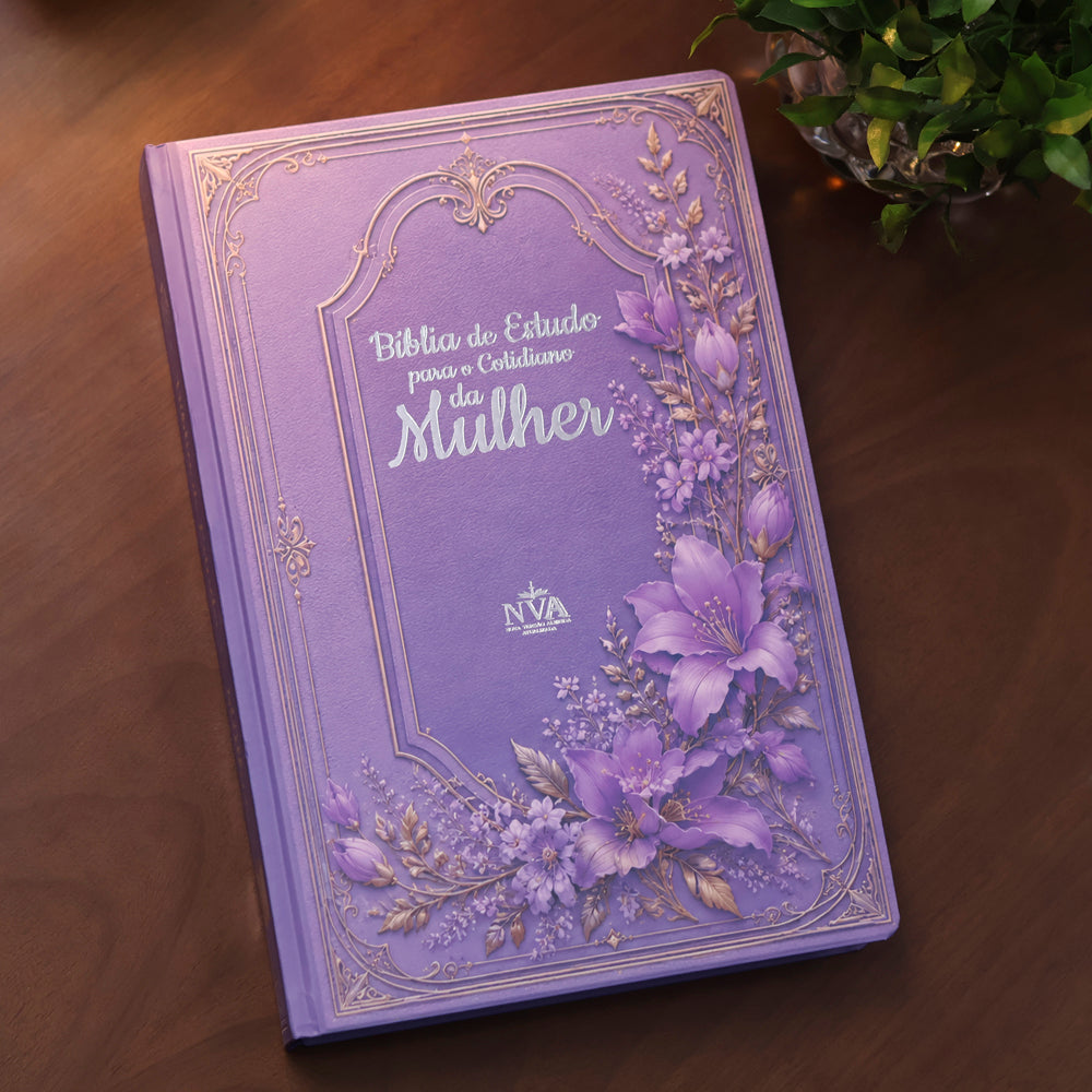 Bíblia de Estudo Para o Cotidiano da Mulher | NVA | Full Collor | Capa Dura Lilás Floral