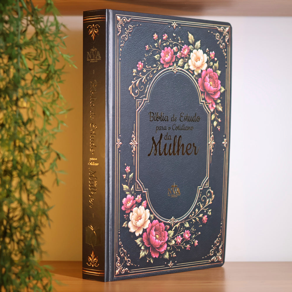 Bíblia de Estudo Para o Cotidiano da Mulher | NVA | Full Collor | Capa Dura Preta Com Dálias