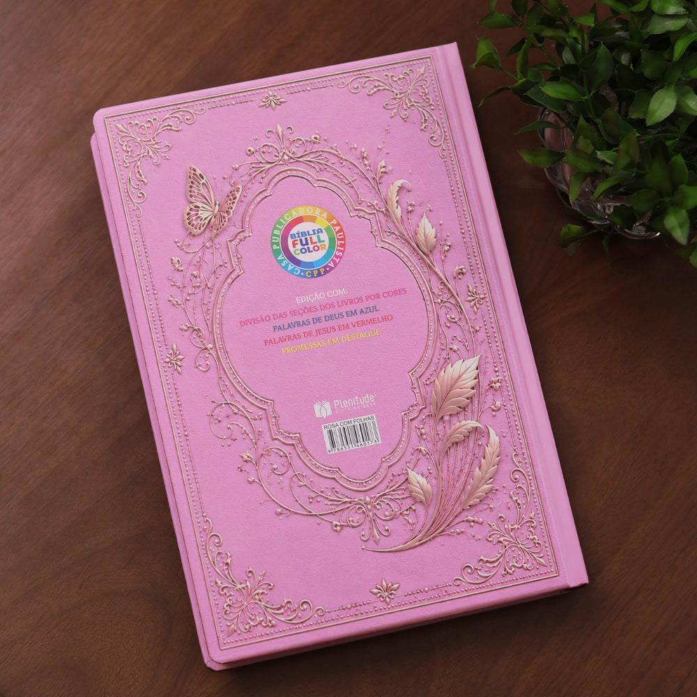 Bíblia de Estudo Para o Cotidiano da Mulher | NVA | Full Collor | Capa Dura Rosa Com Folhas