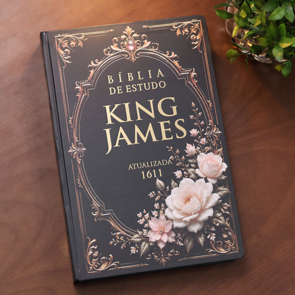 Bíblia de Estudo King James 1611 | KJA 400 Anos| Full Collor | Capa Dura Preta Com Rosas