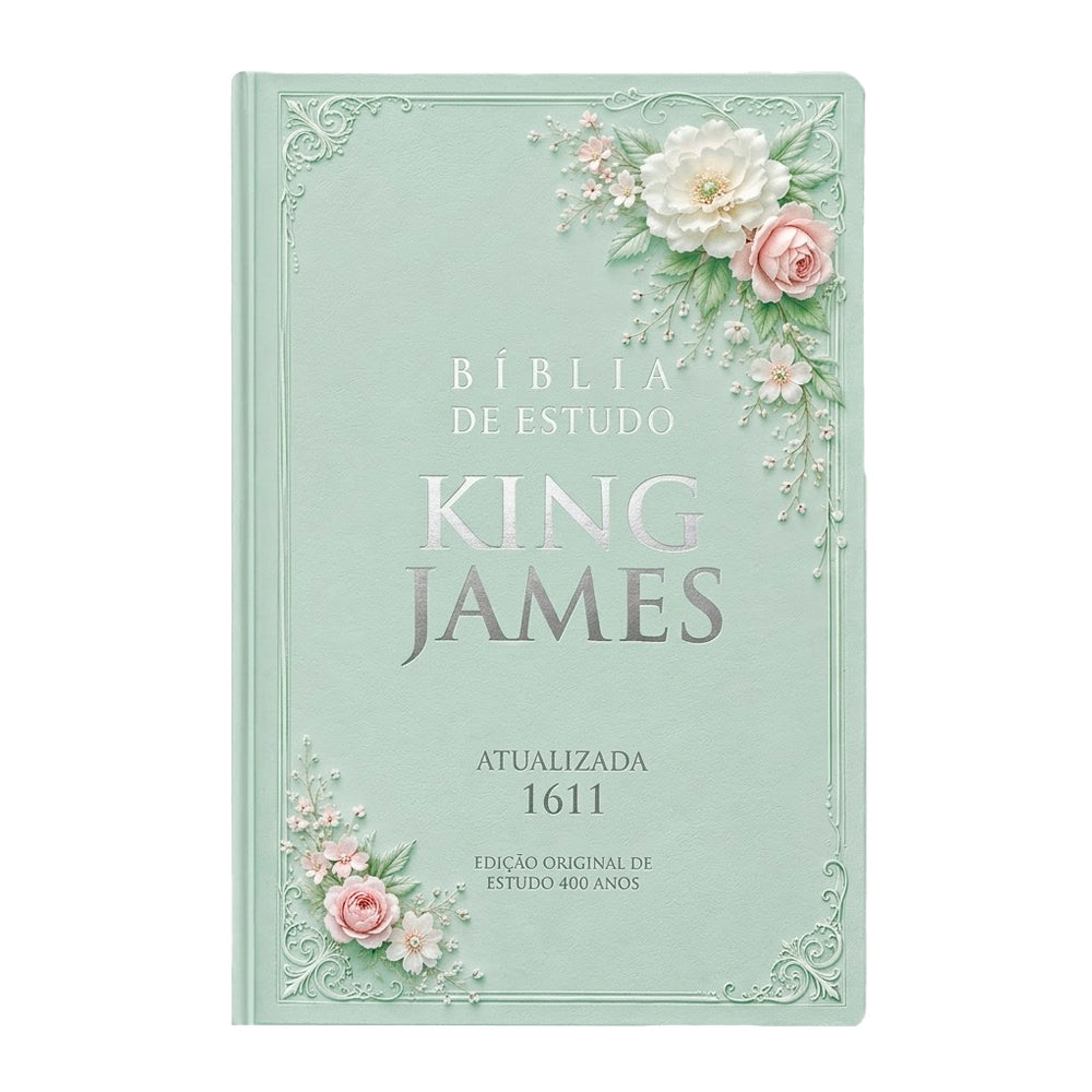 Bíblia de Estudo King James 1611 | KJA 400 Anos| Full Collor | Capa Dura Verde Floral