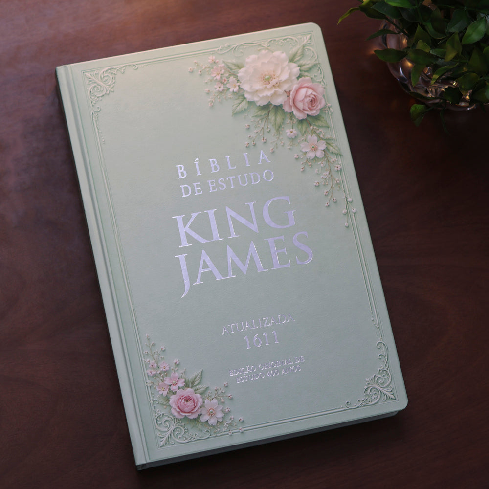 Bíblia de Estudo King James 1611 | KJA 400 Anos| Full Collor | Capa Dura Verde Floral