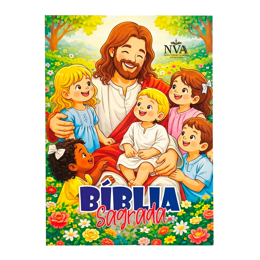 Bíblia Sagrada Jesus e Crianças | NVA | Full Color | Capa Brochura