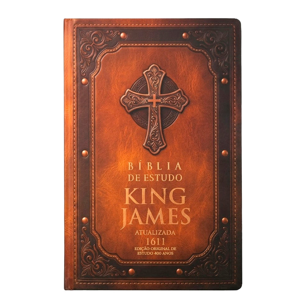 Bíblia de Estudo King James 1611 | KJA 400 Anos | Full Collor | Capa Dura Marrom Cruz