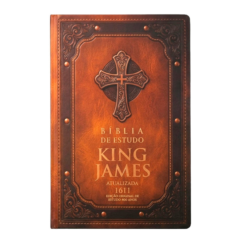 Bíblia de Estudo King James 1611 | KJA 400 Anos | Full Collor | Capa Dura Marrom Cruz