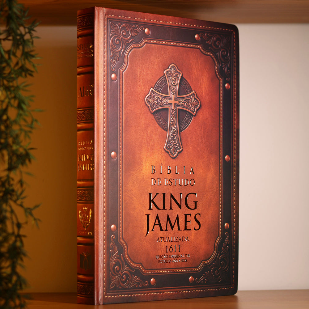 Bíblia de Estudo King James 1611 | KJA 400 Anos | Full Collor | Capa Dura Marrom Cruz