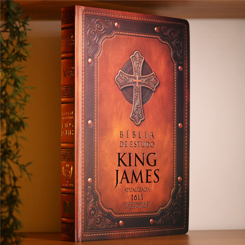 Bíblia de Estudo King James 1611 | KJA 400 Anos | Full Collor | Capa Dura Marrom Cruz