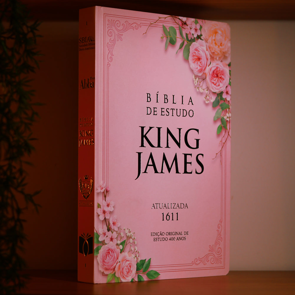 Bíblia de Estudo King James 1611 | KJA 400 Anos | Full Collor | Capa Dura Rosa Bebê