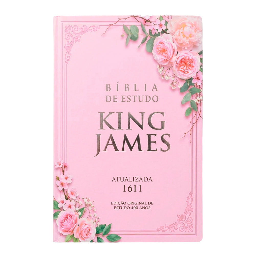 Bíblia de Estudo King James 1611 | KJA 400 Anos | Full Collor | Capa Dura Rosa Bebê