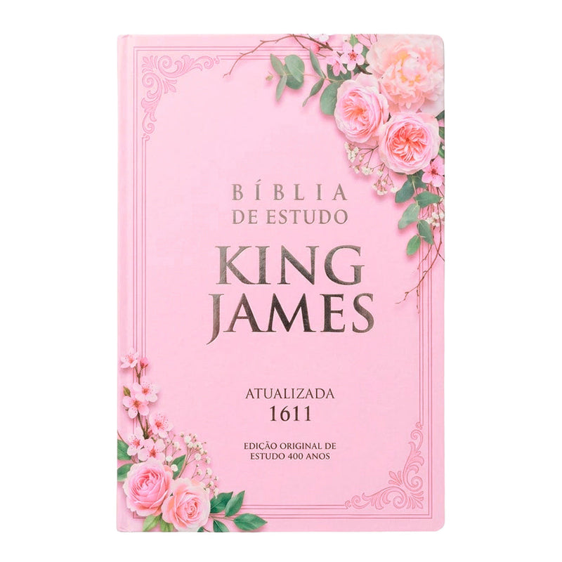 Bíblia de Estudo King James 1611 | KJA 400 Anos | Full Collor | Capa Dura Rosa Bebê