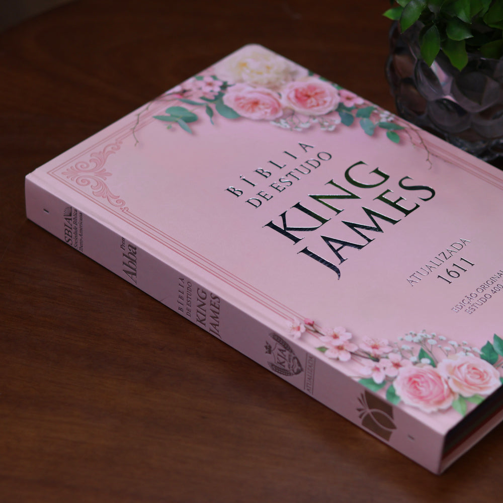 Bíblia de Estudo King James 1611 | KJA 400 Anos | Full Collor | Capa Dura Rosa Bebê