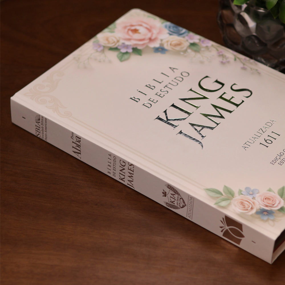 Bíblia de Estudo King James 1611 | KJA 400 Anos | Full Collor | Capa Dura Pérola Flores Suaves