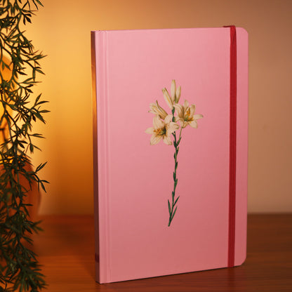 Caderno Moleskine Rosa | Com Pauta | Capa Lírios Rosa