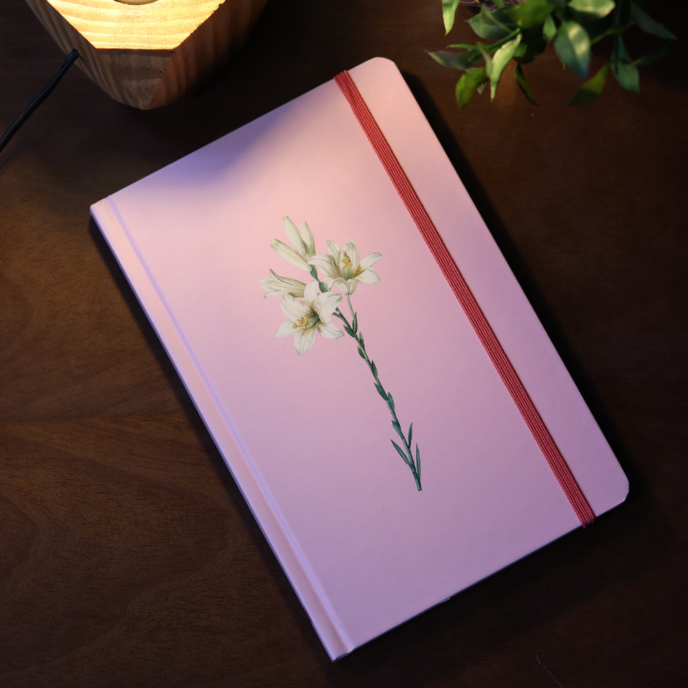 Caderno Moleskine Rosa | Com Pauta | Capa Lírios Rosa