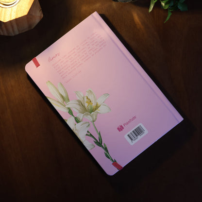 Caderno Moleskine Rosa | Com Pauta | Capa Lírios Rosa